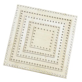 Yayatty Basket Floors for Crochet, Pack of 5 Natural Wood Basket Bases, Hollow Crochet Basket Base for Making Knitting Crochet Yarn Storage Bag DIY Basket Weaving Accessories, Square