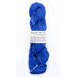 Vintageandyou 100g Recycled Sari Silk Ribbon Yarn, Jewelry Making Trim - Royal Blue