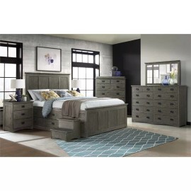 Intercon Furniture Oak Park Bedroom Wood Dresser Mirror in Pewter