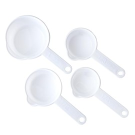 Rocky Mountain Goods Measuring Cup Set - 4-Piece Durable Plastic Cups with Metric and US Graduations - Includes 1/4, 1/3, 1/2, and 1 Cup Sizes - Convenient Ring for Storage - Dishwasher Safe