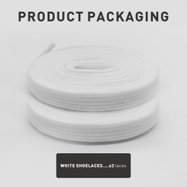 UamGlsob Flat Shoelaces for Veja Campo Trainers, 8 mm Shoelaces Replacement Cotton Shoelaces, White