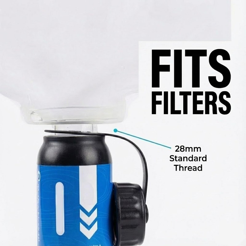 2L Collapsible Water Bag, 28mm Thread Compatible with Sawyer Squeeze