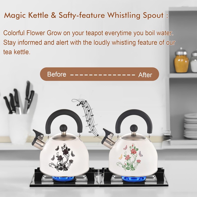 ARC Stainless Steel Whistling Tea Kettle, Magic Color Changing Design