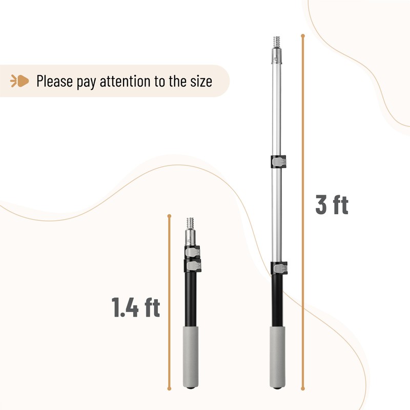 Bates- Extension Pole, 1.4 to 3 Ft Pole, Black &