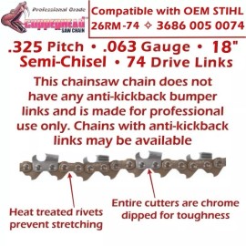 For STIHL COPPERHEAD 18" BAR, PRO SAW CHAIN & FILE FITS STIHL MS 261 MS271 MS291 - 26RM-74