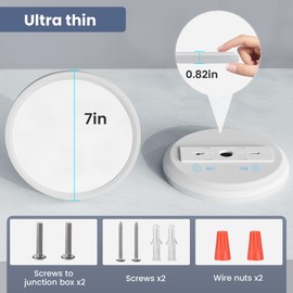 NIORSUN 7 Inch LED Ceiling Lights,5CCT Lighting Options Dimmable Flush Mount Ceiling Light,15W Bathroom Ceiling Lights,Flat Ceiling Light,Low Profile Light Fixture for Hallway Bedroom,2 Pack White