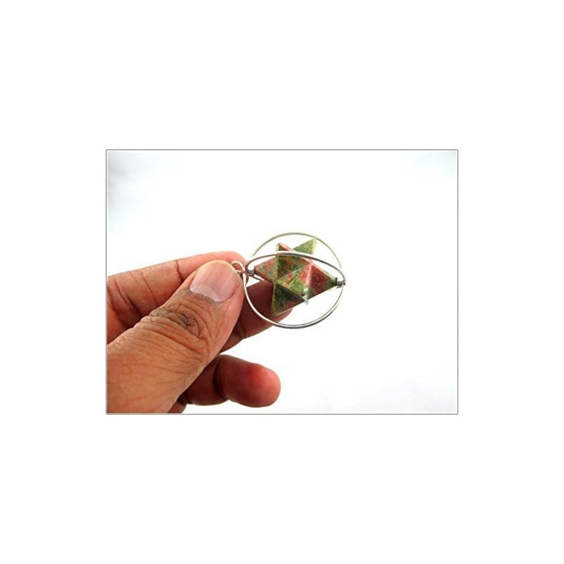 Jet International Energized Unakite Spinning Star Merkaba Pendant 1 Inch