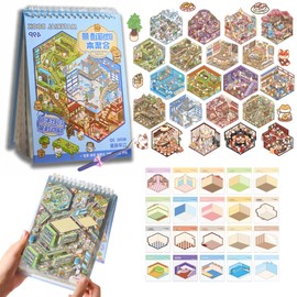 DSNJPZX DIY 20 Sets 3D Sticker Scene Book - Stickers for Kids - Reusable Stickers - Improve Children's Imagination and Creativity - Enhance Parent-Child Relationship - Easter Birthday Gift. (Black)