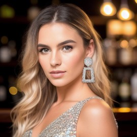 Flyonce Metal Statement Silver Rectangle Geometric Earrings, Large Square Drop Dangle Earrings for Women, Vintage Bohemian Boho Jewelry