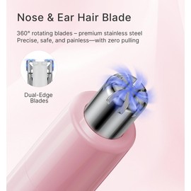 TOUCHBeauty Nose Hair & Eyebrow Trimmer for Women 2IN1 Facial Hair Removal Set for Nose, Chin, Upper-Lip, Peach-Fuzz Battery Operated Pink Color TB-1458
