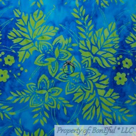 Anthology Fabrics BonEful Fabric FQ Cotton Quilt Aqua Green Hawaiian Tropical Island Flower Batik