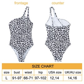 EDLMKM Women's One-Piece Swimsuits Padded Swimming Costume, Womens Tummy Control Swimwear, Ruched Asymmetric Neck One Shoulder Strap Mesh Swimwear Multicolour