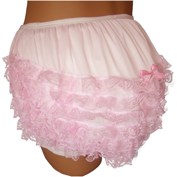 Baby Pants Pastel Pink Frilly Rhumba Adult Pullon Plastic Pants - Medium