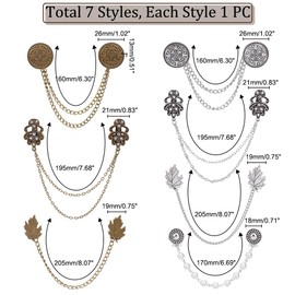 AHANDMAKER Pack of 7 Vintage Sweater Scarf Clips for Women, Alloy Collar Chain Pins, Retro Cardigan Clip Cape Closure, Tie Chain for Men's Suits and Shirts as Decoration