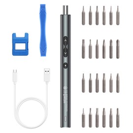 KeeKit Precision Electric Screwdriver, 28 in 1 Portable Power Screwdriver with 24 Bits, Rechargeable Repair Tool Kits with USB Charging, 3 LED Light, Magnetizer for Phones, Camera, Laptop