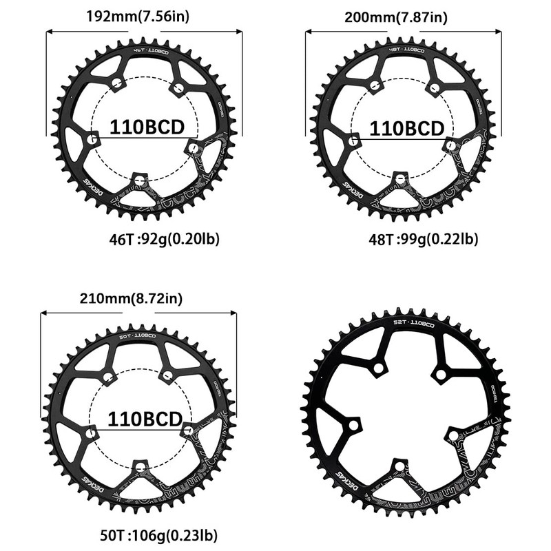 Round Chainring 110BCD 36T 38T 40T 42T 44T 46T 48T