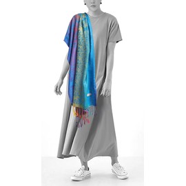 Bijoux de Ja Woven Rainbow color Elephant in Circle Pride Soft Fringe Pashmina Shawl Scarf Wrap (Rainbow 7)
