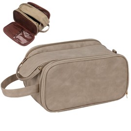 Seahelms Travel Toiletry Bag for Men Women Large Water-Resistant Dopp Kit Shaving Bag PU Leather Travel Wash Bag Make Up Bag Travel Toiletry Organizer for Cosmetics,Toiletries