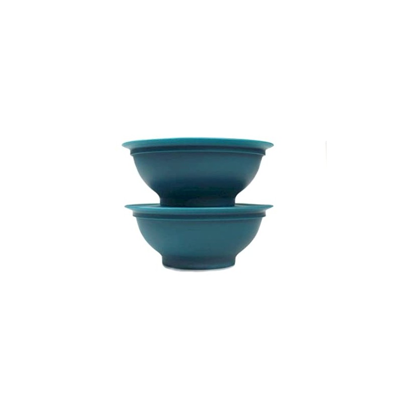 Tupperware Allegra Dessert Bowls (2) 275 ml Turquoise Green/Gold Dessert
