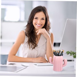 COHEALI Cactus Brush Pot Makeup Brush Storage Desktop Adornment Pencil Cup Holder Stationery Pink Home