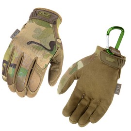 Mechanix Wear Original Gloves - Breathable & Abrasion Resistant + Gear Carabiner - Original Glove in Black, Coyote, Multicam/Size S, M, L, XL - multicam, size: l