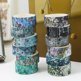 Songdao Blumen Washi Tape Set 12 Rollen Silber Dekoratives Klebeband Bunt für Scrapbooking, Bullet Tagebuch, Planer, Geschenkverpackung (Floral Symphony)