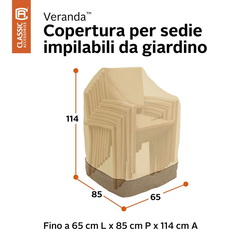 Classic Accessories Veranda Water-Resistant 25.5 Inch Stackable Patio Chair Cover