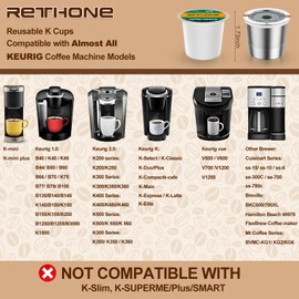 RETHONE K Cup Reusable Coffee Pods, Stainless Steel Reusable K Cups Coffee Filter Compatible with Keurig 1.0 & 2.0 Coffee Makers BPA-Free Refillable Coffee Filters (4 Pack)