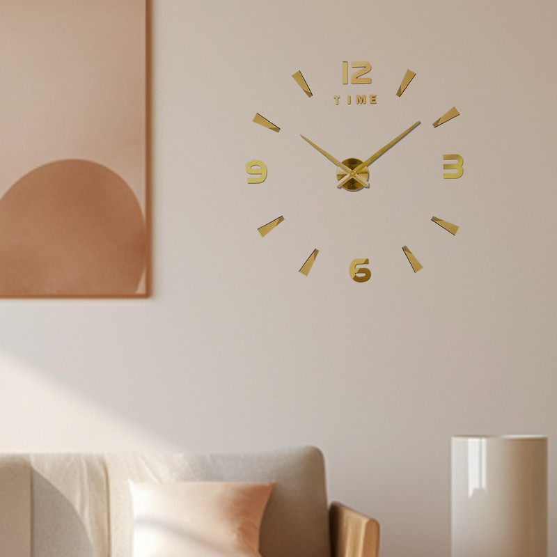 DIY Wall Clock Frameless Silent Modern 3D Mirror Wall Sticker