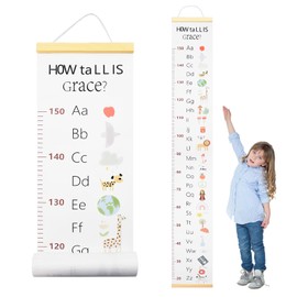 Surplex Hanging Measurement Ruler for Kids, Baby Height Growth Chart Nursery Wall Hanging Height Chart for Children Teenager Growth Record Room Decoration (White-1)