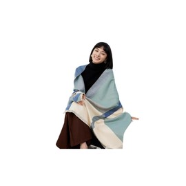 Jeelow Reversible Winter Pashmina Blanket Scarf - Open Front Poncho Cape for Women - Ideal for Evening Dresses, Weddings & Special Occasions (Light Blue)