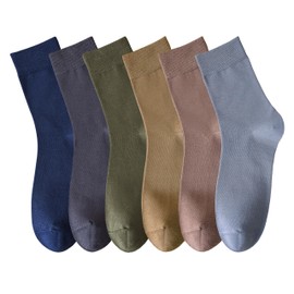 MAGIARTE Mens Crew Socks Anti-pilling Cotton Moisture Wicking Breathable Dress Socks for Men 6-Pack (Multicolor 03 M)