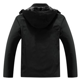 OTU Men's Lightweight Waterproof Hooded Rain Jacket Outdoor Raincoat Shell Jacket for Hiking Travel Black M