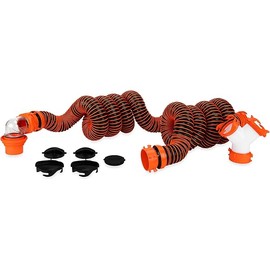 Camco RhinoEXTREME 20’ Camper/RV Sewer Hose - RV Accessories Include 360° Clear Swivel Wye Fitting & Removable 4-in-1 Adapter for Storage and Organization & More - TPE Tech for Durability (21056)