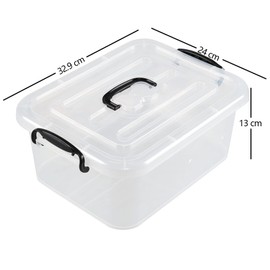 Waikhomes Set of 6 Storage Plastic Boxes Set, 8 L Clear Storage Boxes with Lids