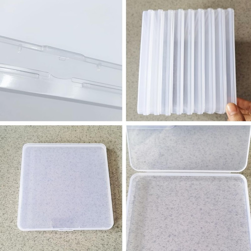WYAN 4 Pcs Storage Boxes,Clear Plastic Beads Storage Containers Box,Rectangle