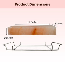 POHS Himalayan Salt Block For Grilling, Searing, Cooking, BBQ, Himalayan Salt Slab with Premium Quality Stainless Steel Holder 12x8x2 Inches