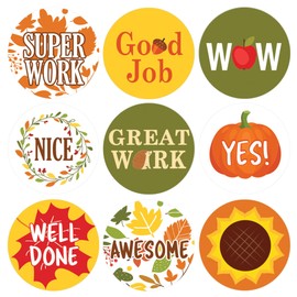 Teacher Reward Grading Stickers for Kids, Fall Themed Motivational Classroom Reward Chart Labels - 1,080 Count