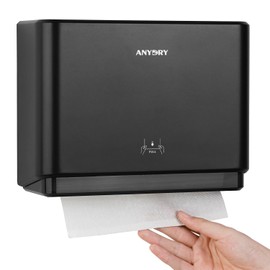 anydry 200-Sheet Wall-Mounted Paper Towel Dispenser, Fits Multi-Fold Towels up to 10x3.1 Inches, Perfect for Home & Business (Black)