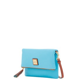 Dooney & Bourke Handbag, Pebble Grain Foldover Zip Crossbody - Sky Blue