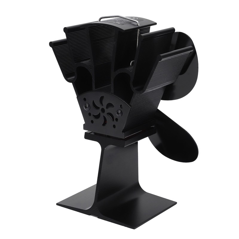 4 Blade Heat Powered Stove Fan Silent Eco Friendly Aluminium