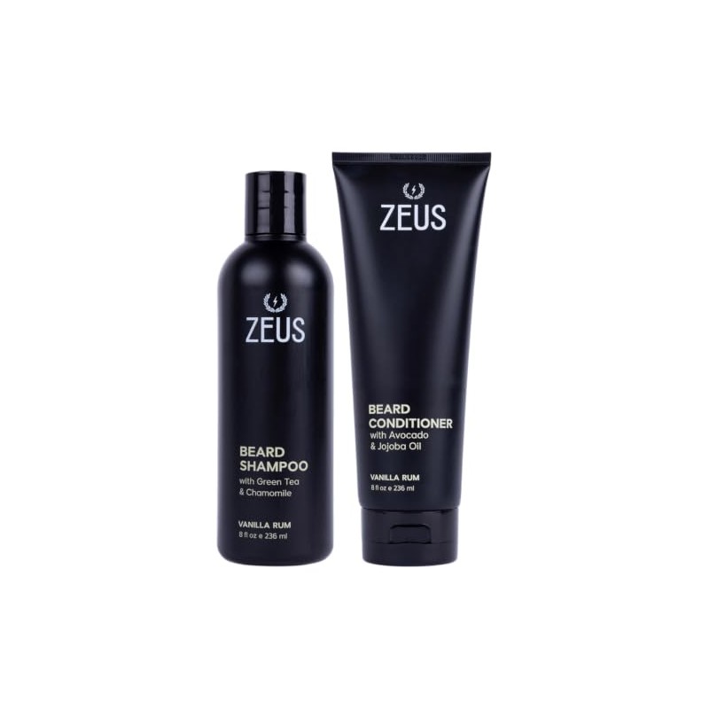 ZEUS Beard Shampoo and Conditioner Set for Men, Vanilla Rum