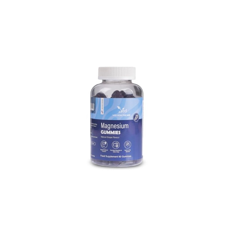 Magnesium Gummies, 90 Vegan Gummies, Magnesium Citrate, Natural Grape Flavour,
