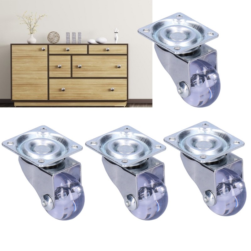 4 Pcs Swivel Caster Heavy Duty Stainless Steel Transparent PU