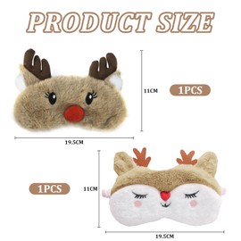 2 Pieces Deer Eye Masks, Creative Cartoon Eye Masks, Cute Animal Eye Masks, Plush Eye Masks, Sleeping Eye Masks, Travel Accessories