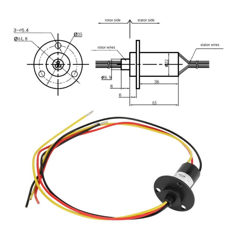 DEWIN Slip Ring, Generator 250RPM 15A Mini Slip Ring 3