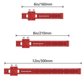 Woodworking Ruler, 12 Inch Adjustable Slide Stop Marking Ruler Precision Scribing Ruler Measure Tool for Engineer, Construction Worker, Carpenter (Black)