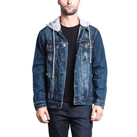 VICTORIOUS Hoodie Layered Distressed Denim Jacket with Removable Hood DK109 - Dark Indigo - 4X-Large