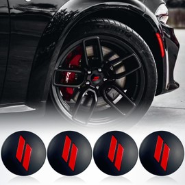 INUBOXES 63mm=2.5 inches-Slash Wheel Center Cap Covers Hub Cap Emblem Badge Compatible with Jeep & Chrysler & Dodge Charger Challenger Durango Dart (Black-Red)