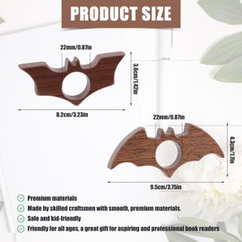 Pack of 2 Bat Shaped Book Page Holder, Wooden Book Page Holder, Thumb Book Holder, Bookworm Gifts, Book Finger Page Holder, Walnut Wood Book Page Holder as a Gift for Book Readers